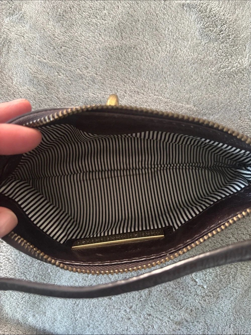 Marc by Marc Jacobs Dark Brown Leather Wristlet with Gold-Tone Turn Lock